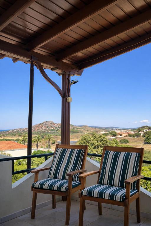 Molyvos Sunset Horizon — panoramic view of the Aegean and Molyvos castle from the villa terrace