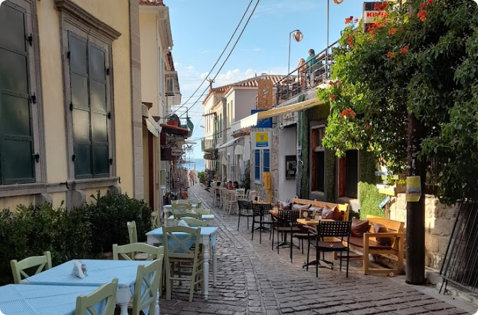 Cobblestone street in Petra village, northern Lesvos