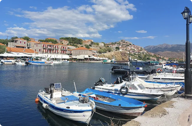 Molyvos harbour with fishing boats, Lesvos