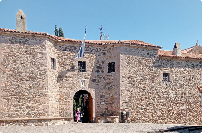 Taxiarchis Monastery stone walls, Mantamados village, Lesvos
