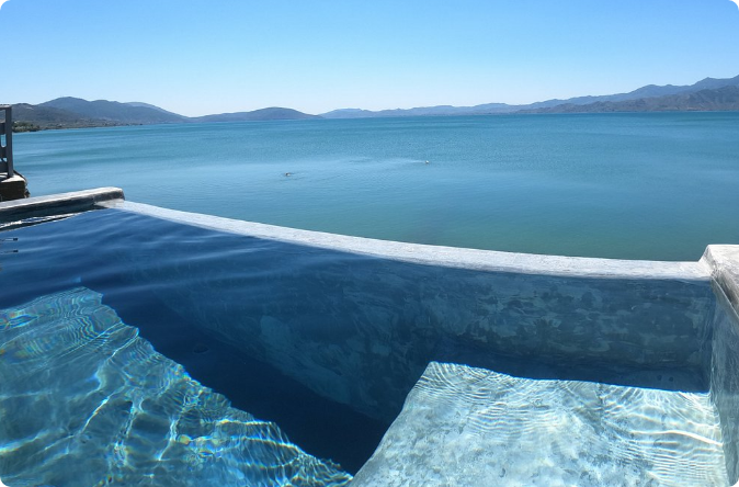 Therma Spa thermal pool overlooking the sea south of Mytilene, Lesvos