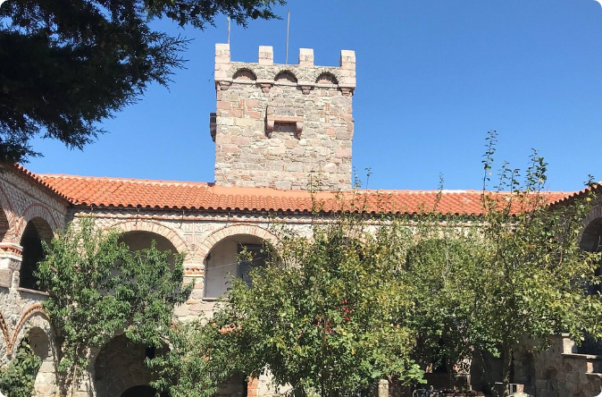 Agiou Ipsilou Monastery on the summit of Mount Ordymnos, Lesvos Geopark